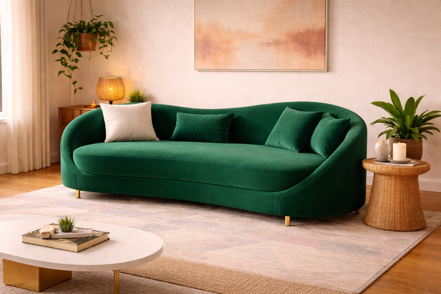 Emerald Velvet Sofa