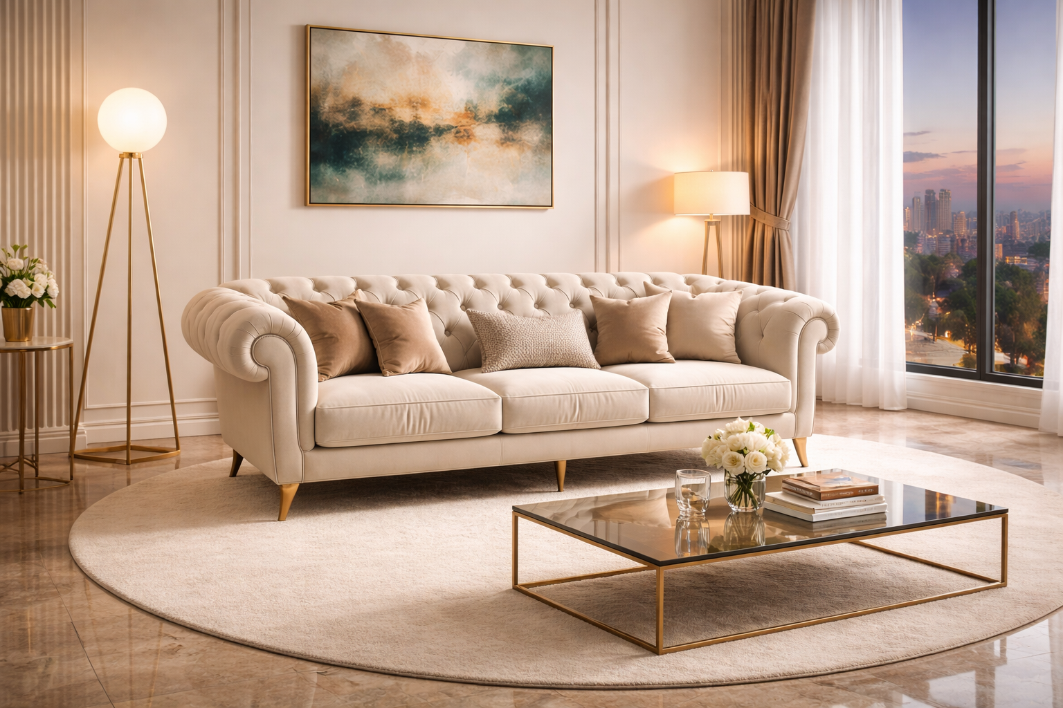 Ivory Chesterfield Sofa